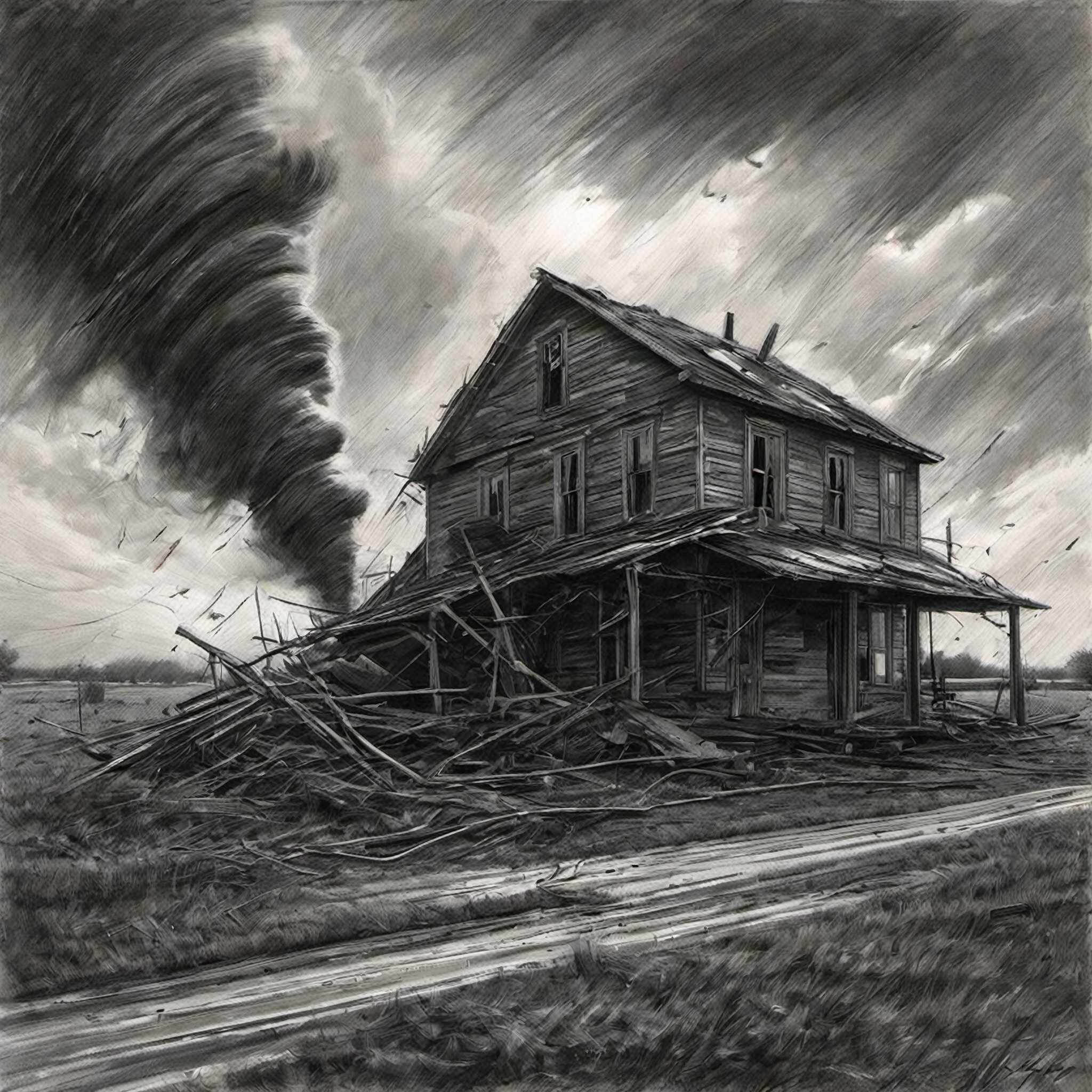 Intricate action film, portrait of a tornado in Kansas, in motion, windy, debris, farm, cinematography, raw photography, pencil, oil paint,
Grzegorz Rosiński, Gabriele Dell'otto, pencil sketch,pencil sketch