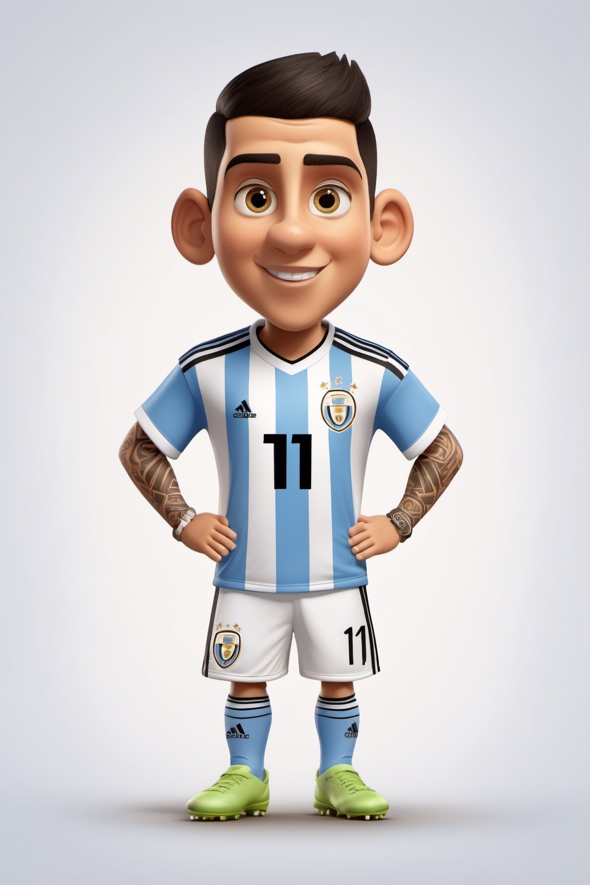 (full body) Tribal version mascot of cute and cubby Di Maria,  #11 shirt,  Argentina soccer team by LaRecalcada on Tensor.Art