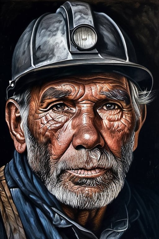 a portrait of an old coal miner in 19th century,  beautiful painting with highly detailed face by greg rutkowski and magal...
