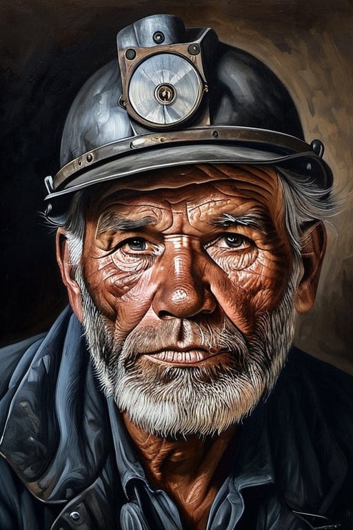 a portrait of an old coal miner in 19th century,  beautiful painting with highly detailed face by greg rutkowski and magal...