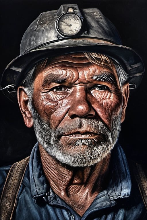 a portrait of an old coal miner in 19th century,  beautiful painting with highly detailed face by greg rutkowski and magal...