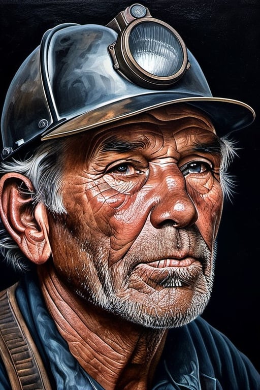 a portrait of an old coal miner in 19th century,  beautiful painting with highly detailed face by greg rutkowski and magal...