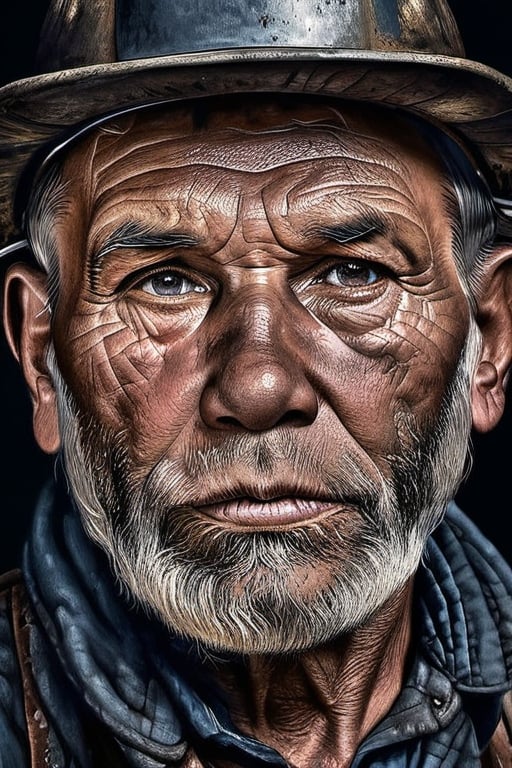 a portrait of an old coal miner in 19th century,  beautiful painting with highly detailed face by greg rutkowski and magal...