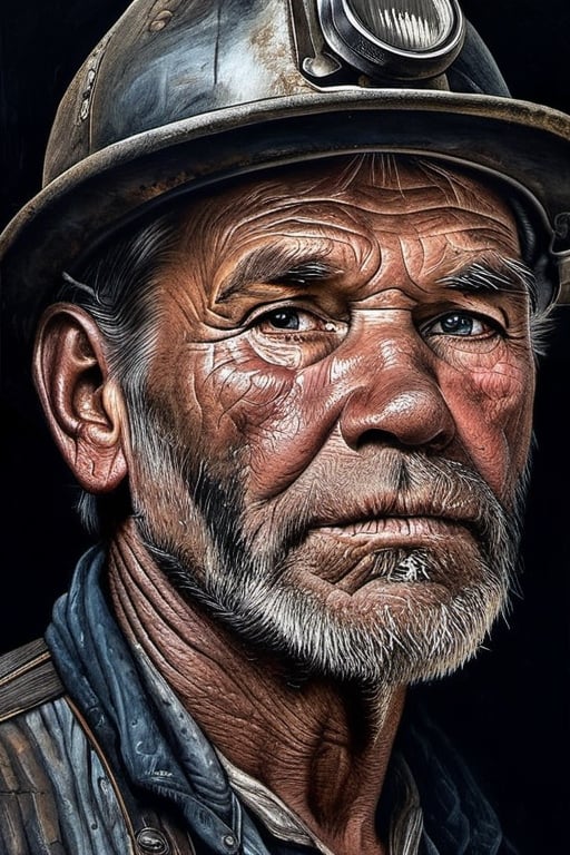 a portrait of an old coal miner in 19th century,  beautiful painting with highly detailed face by greg rutkowski and magal...