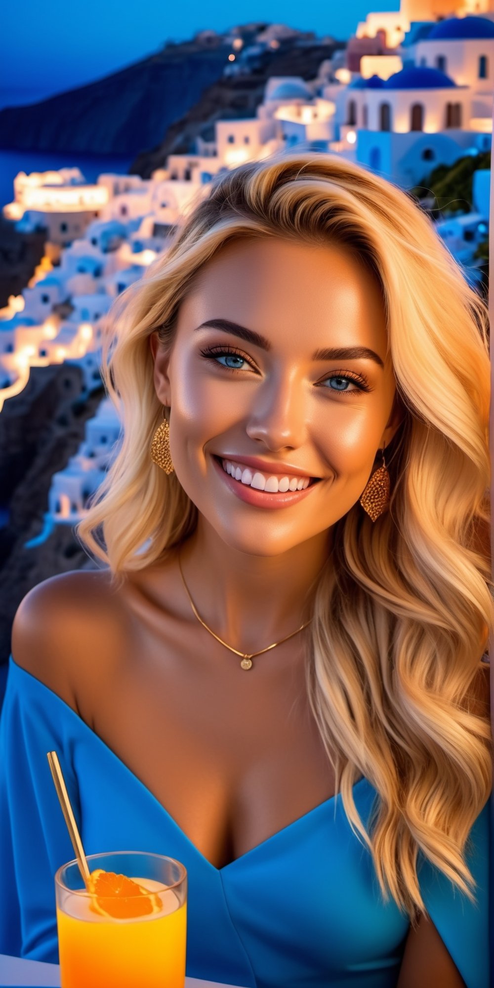 Generate a hyper-realistic 8K GoPro close-up of a stuning russian supermodel with piercing blue eyes,  stylysh golden blon...