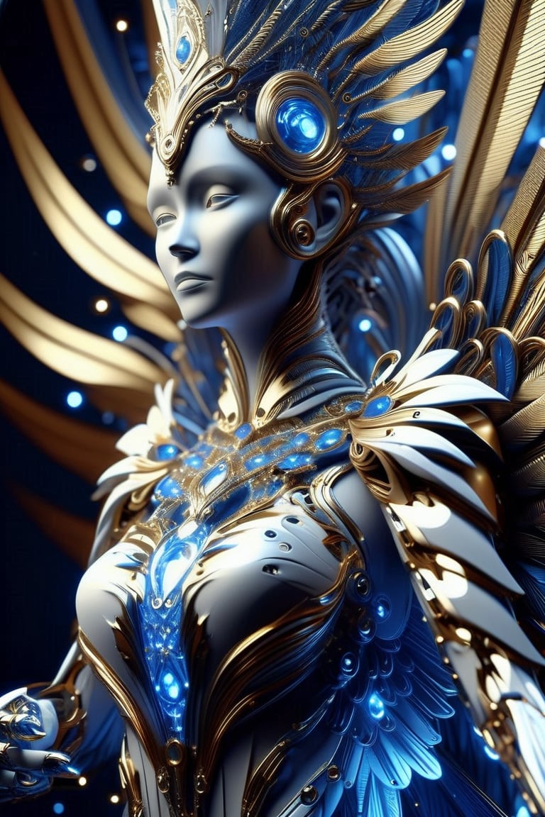 female body adorned in metal feathers and wings,  fractal design,  intricate by Cognition Flow on Tensor.Art