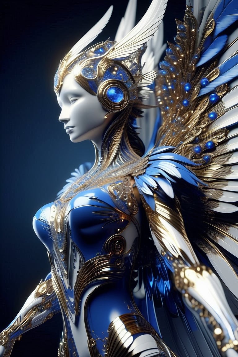 female body adorned in metal feathers and wings,  fractal design,  intracate by Cognition Flow on Tensor.Art