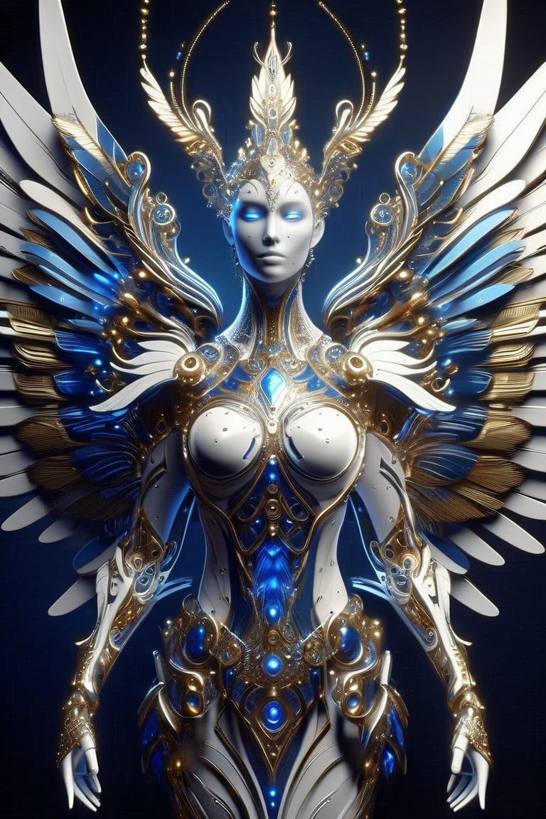female body adorned in metal feathers and wings,  fractal design,  intricate by Cognition Flow on Tensor.Art