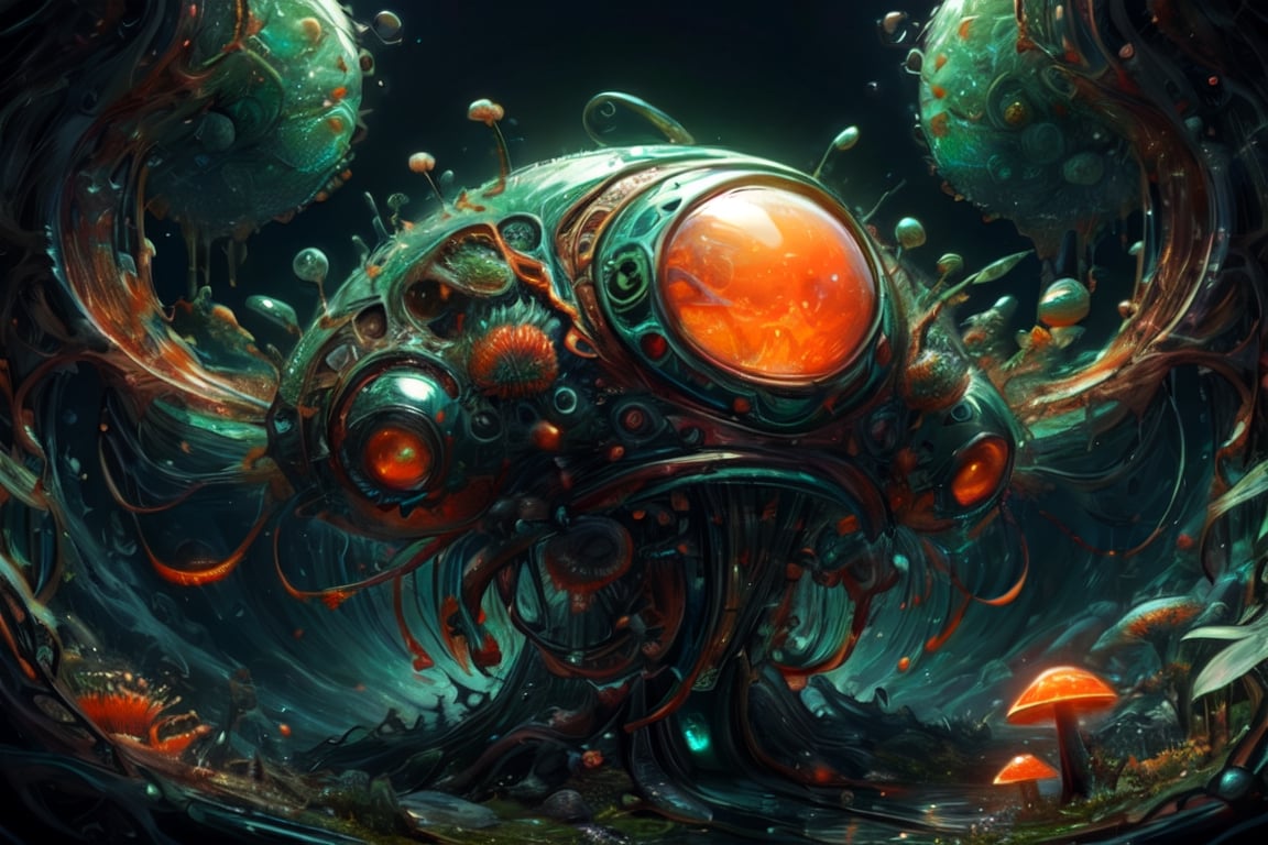 Cute creature from Space. terraforming. Alien Flora,  Mechanical Spiders,  mushrooms and boones close-up by Servibot on Te...