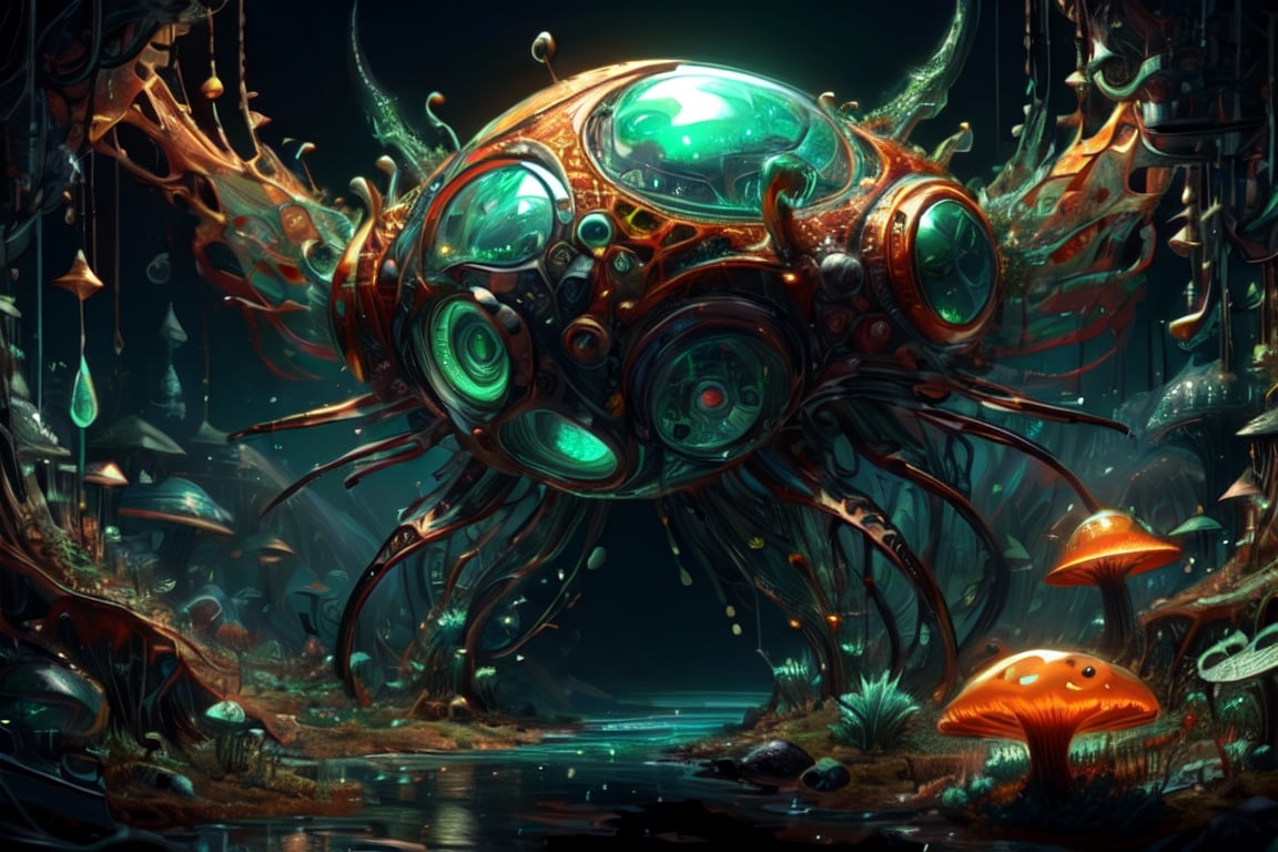 Cute creature from Space. terraforming. Alien Flora,  Mechanical Spiders,  mushrooms and boones by Servibot on Tensor.Art