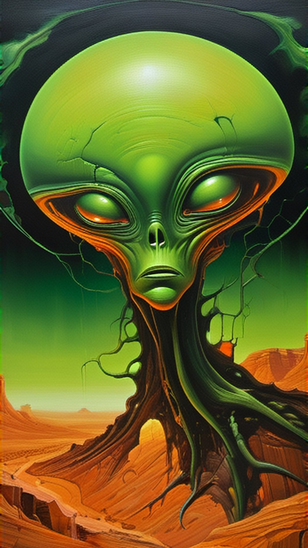In a spellbindingly bizarre composition,  a grotesque surreal Martian emerges,  defying the laws of nature. The main subje...