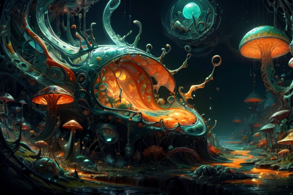Cute creature from Space. terraforming. Alien Flora,  Mechanical Spiders,  mushrooms and boones by Servibot on Tensor.Art