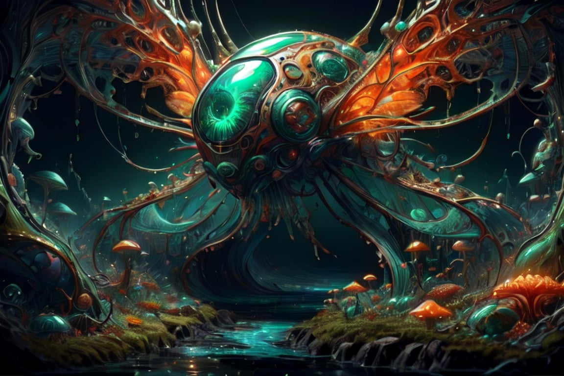 Cute creature from Space. terraforming. Alien Flora,  Mechanical Spiders,  mushrooms and boones by Servibot on Tensor.Art
