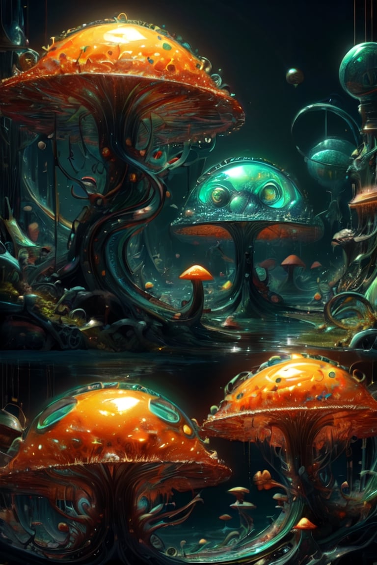 Cute creature from Space. terraforming. Alien Flora,  Mechanical Spiders,  mushrooms and boones by Servibot on Tensor.Art