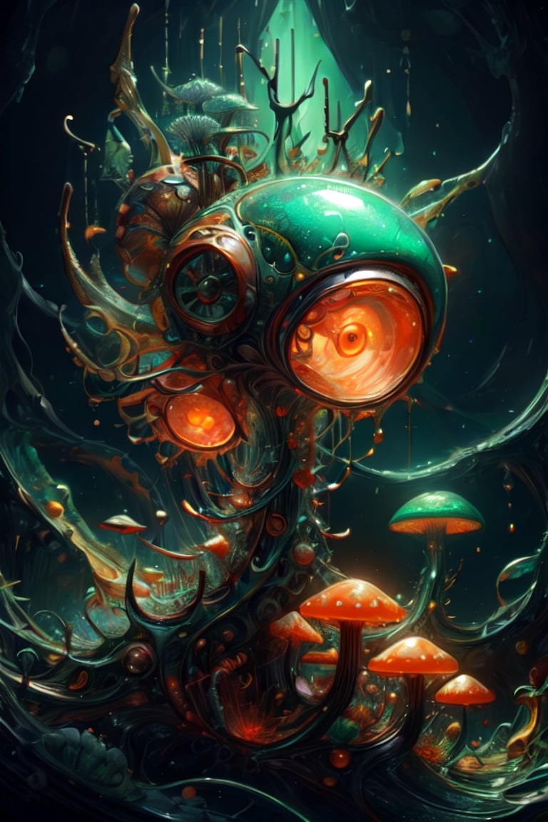 Cute creature from Space. terraforming. Alien Flora,  Mechanical Spiders,  mushrooms and boones close-up by Servibot on Te...