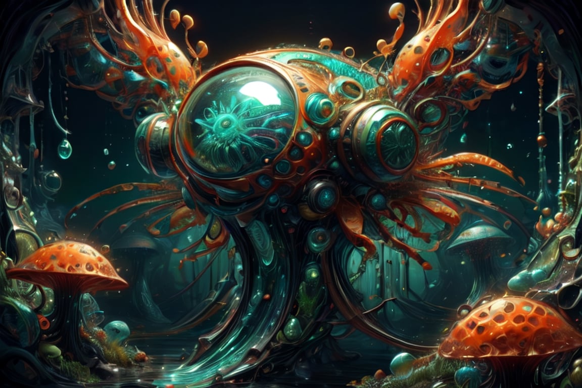 Cute creature from Space. terraforming. Alien Flora,  Mechanical Spiders,  mushrooms and boones close-up by Servibot on Te...
