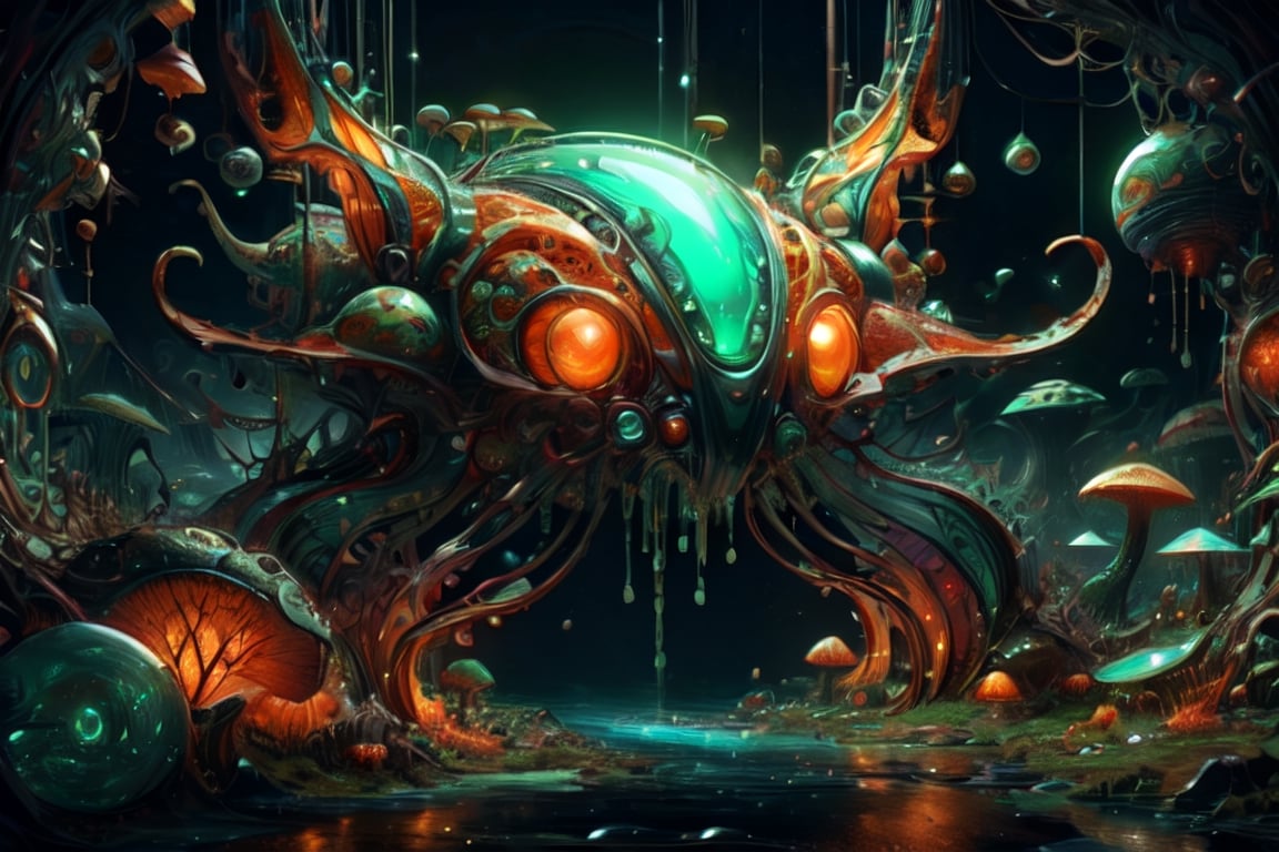 Cute creature from Space. terraforming. Alien Flora,  Mechanical Spiders,  mushrooms and boones by Servibot on Tensor.Art
