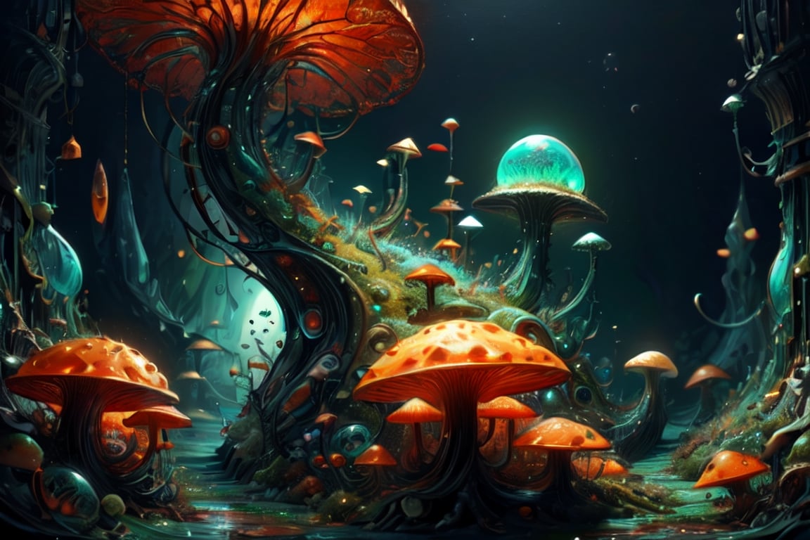 Cute creature from Space. terraforming. Alien Flora,  mushrooms close-up,  hyper detailed by Servibot on Tensor.Art