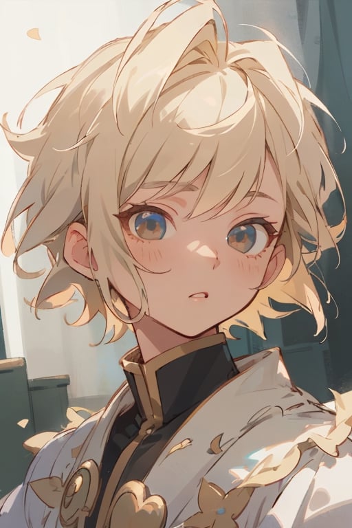 midjourney, beautiful, masterpiece, best quality, extremely detailed face, perfect lighting, best quality, ultra detailed, highly detailed, perfect face, 1 boy, young boy, short, fluffy short blonde hair, child, up close, solo character