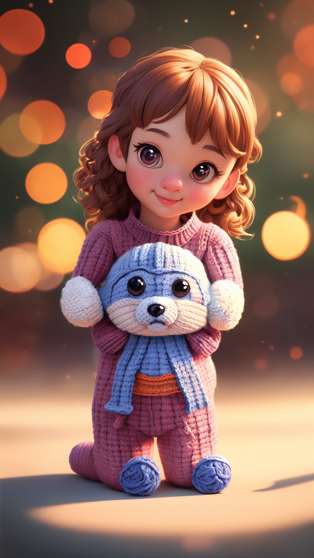 (cute knitted creatures:1.4), portrait, photography, detailed skin, realistic, photo-realistic, 8k, highly detailed, full length frame, High detail RAW color art, diffused soft lighting, shallow depth of field, sharp focus, hyperrealism, cinematic lighting, bokeh