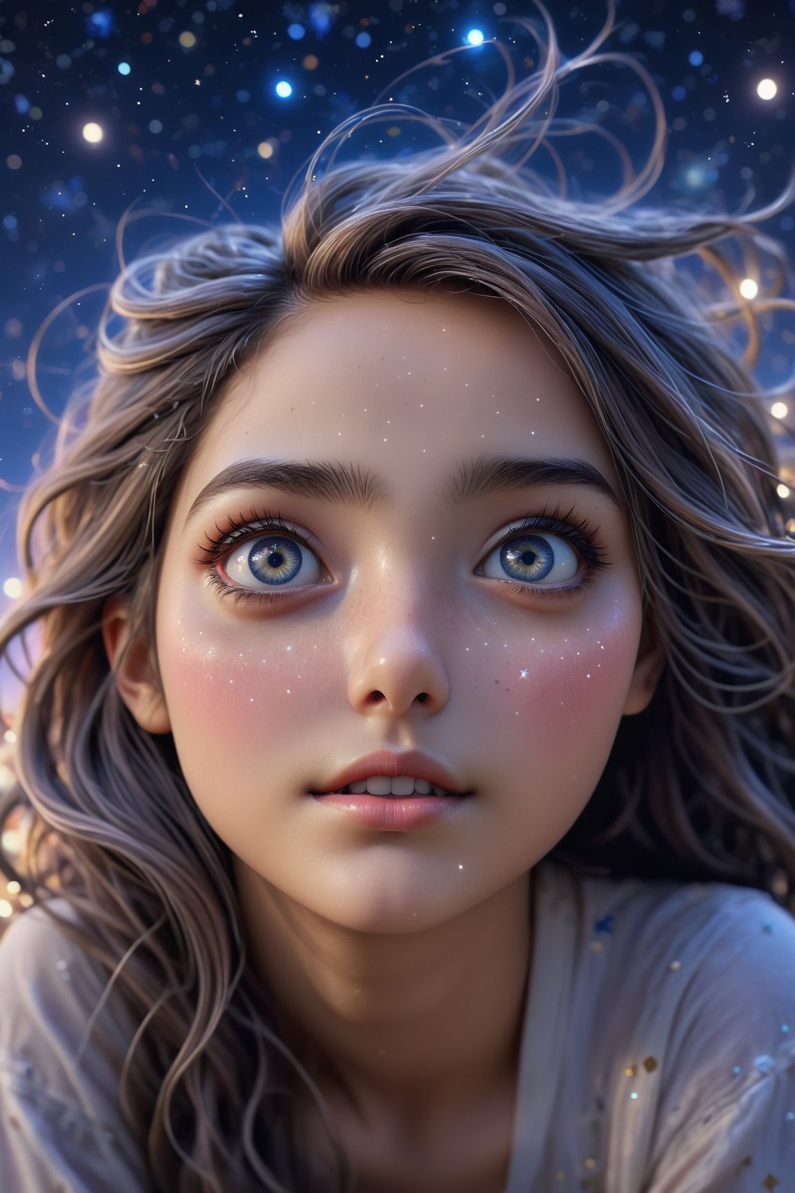 {{best quality}}, {{masterpiece}}, {{ultra-detailed}}, {illustration}, {detailed light}, {an extremely delicate and beautiful}, a girl, {beautiful detailed eyes}, stars in the eyes, messy floating hair, colored inner hair, Starry sky adorns hair, depth of field