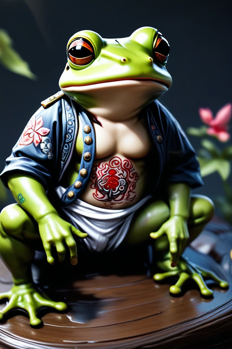 fantasy frog concept, yakuza tattoo, 3d_model, comedy
