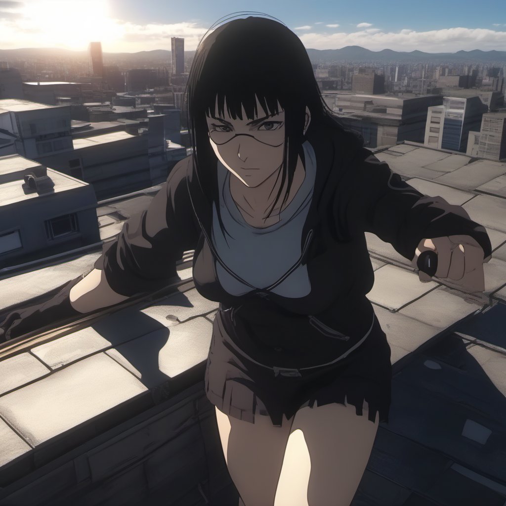 score_9, score_8_up, score_7_up,score_6_up,high resolution,source_anime,s0fiavalm3t,1girl,eyepatch,black hair,long hair,,on a rooftop,volumetric lighting,rim lighting,dof,dramatic shadow,close-up,dynamic pose,looking at viewer,pov,laying down