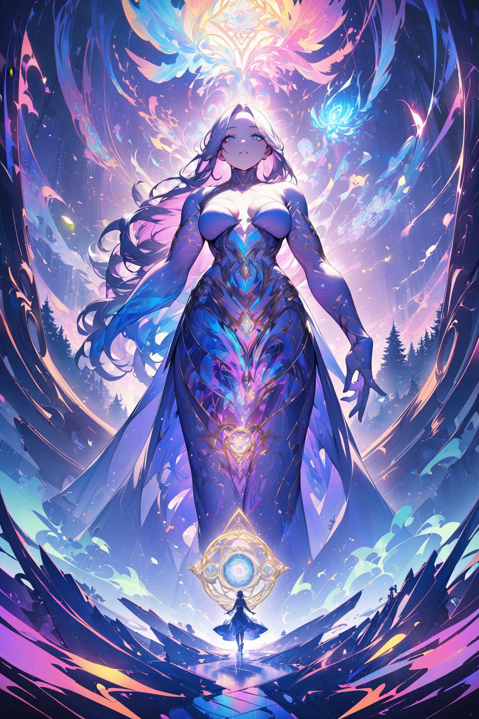a forest of transcendence that opens up to the spirit realm surrounding the msytic breaking down physical reality into the...