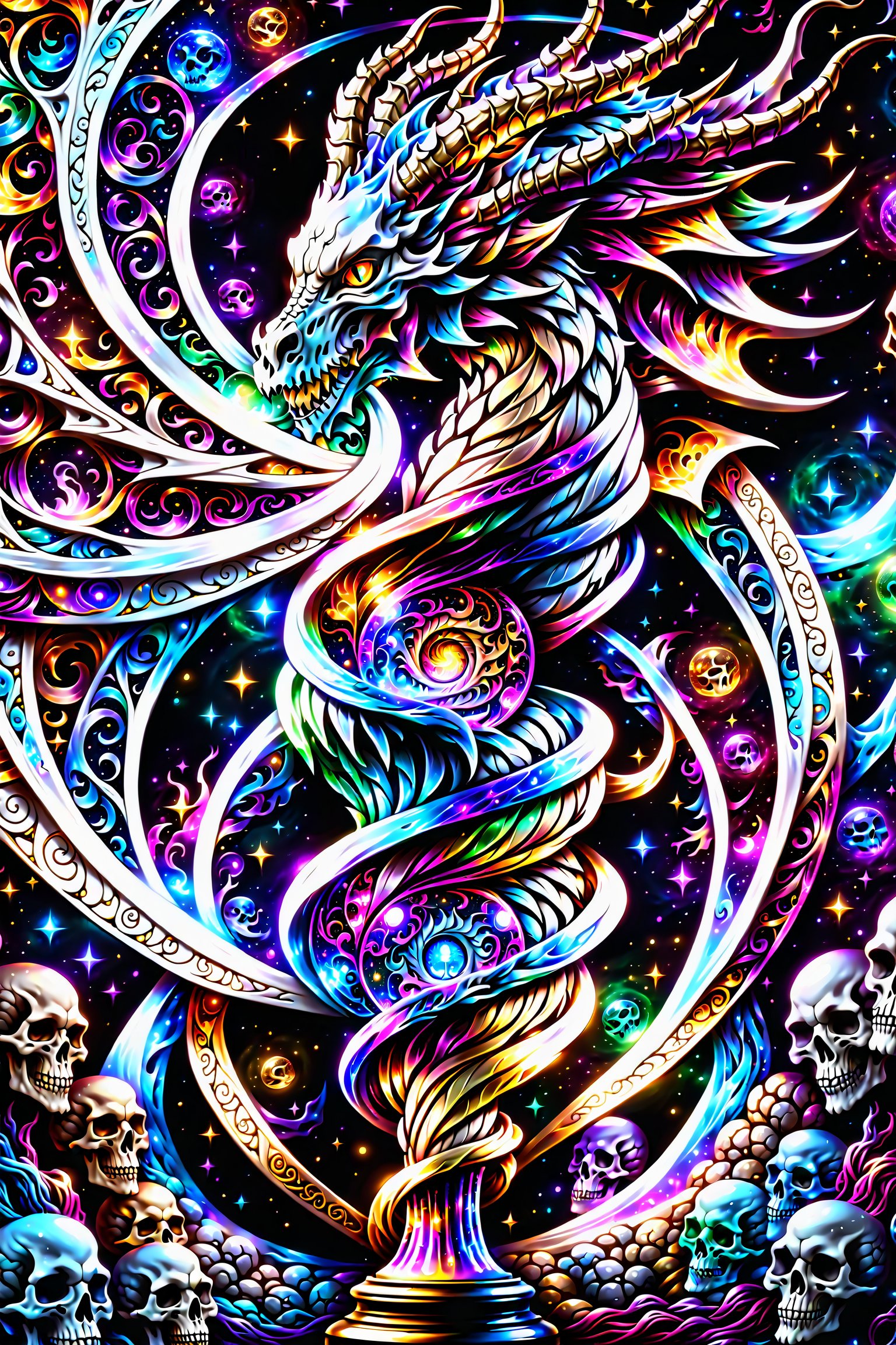 ,ink pen style,classic artwork,beautiful cosmic dragon that lives in skull of a god, chaos energy that forms a elegant hourglass and balanced scales,dragon , skulls,cosmic, ,transparent caustics light ,epic composition,universal energy, uv pastel colours, sacred geometry, minimalist design,clean line work, uv edges,neon, transparent background,elegant, art image is centered with empty space as a boarder, high contrast, ultra detailed, not over complex, hour glass of the universe , scales to weigh souls , trippy, uv, neon. Hourglass of time and space with worlds that tells a story inside, uv highlights ,((symmetrical))
 fractals, sacred  geometry  and vivid color, 
 . Spirit realm, metaphysical realm, esoteric,style , psychedelic landscape  , (masterpiece, best quality, ultra-detailed), (perfect hands, perfect anatomy), High detailed, detailed background, anatomically correct , beautiful face, detailed hands, perfect eyes, expressive eyes, score_9, score_8_up, score_7_up, best quality, masterpiece, 4k,visionary art,ULTIMATE LOGO MAKER [XL],bl4ckl1ghtxl,dd4ught3r,Sexy Girl score_9_up,extremely detailed,concept,Sexy Girl,Anime Girl,DonM3l3m3nt4lXL,fantasyGirl,DonM3l3m3nt4lXL,fantasy