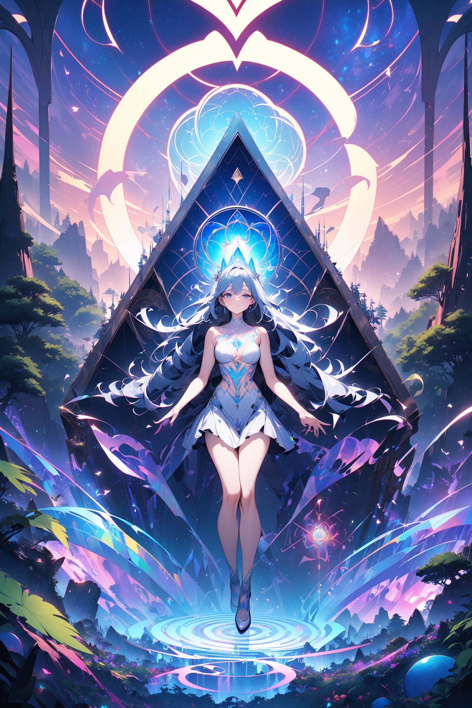 a forest of transcendence that opens up to the spirit realm surrounding the msytic breaking down physical reality into the...