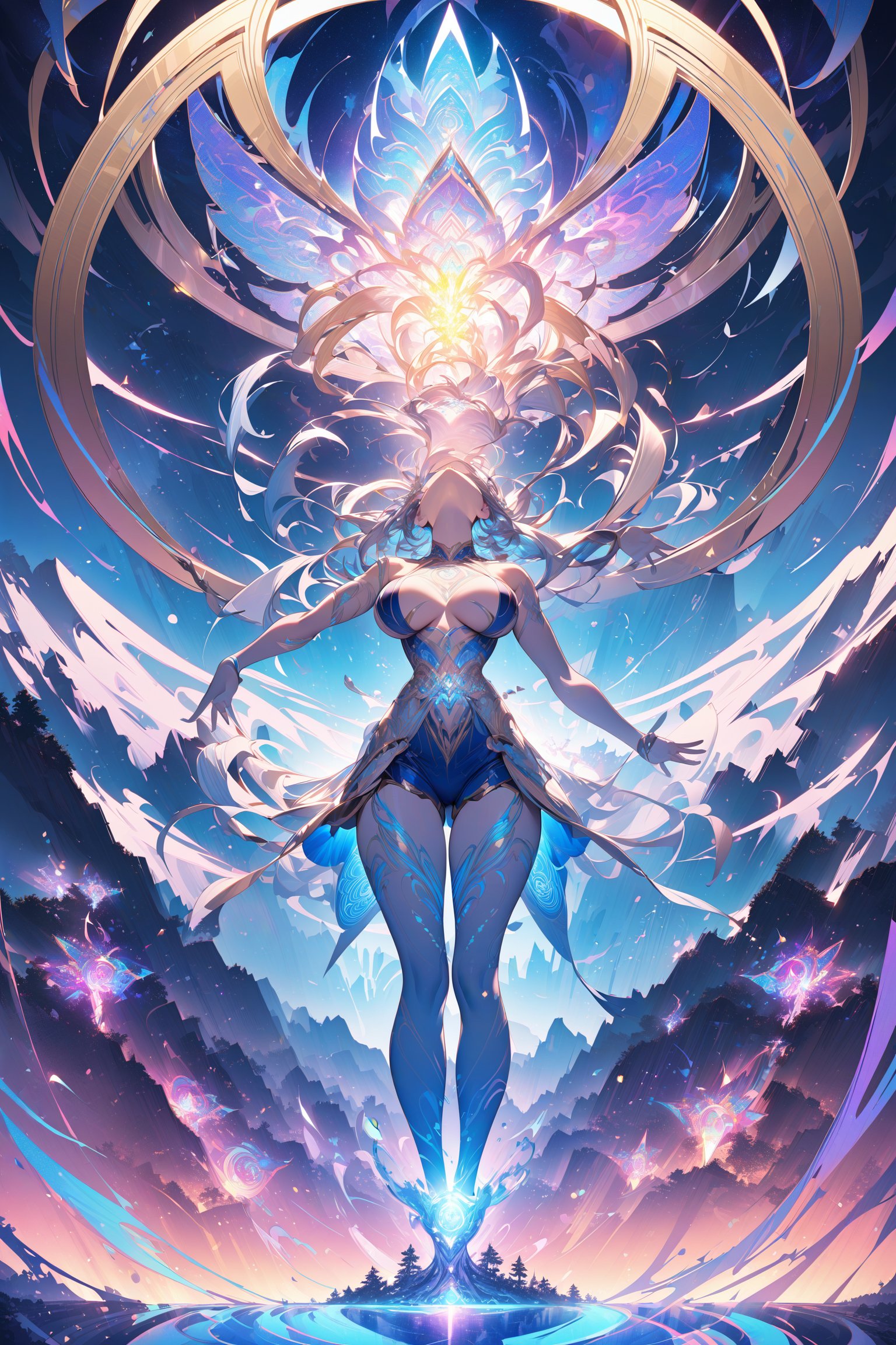 a forest of transcendence that opens up to the spirit realm surrounding the msytic breaking down physical reality into the...