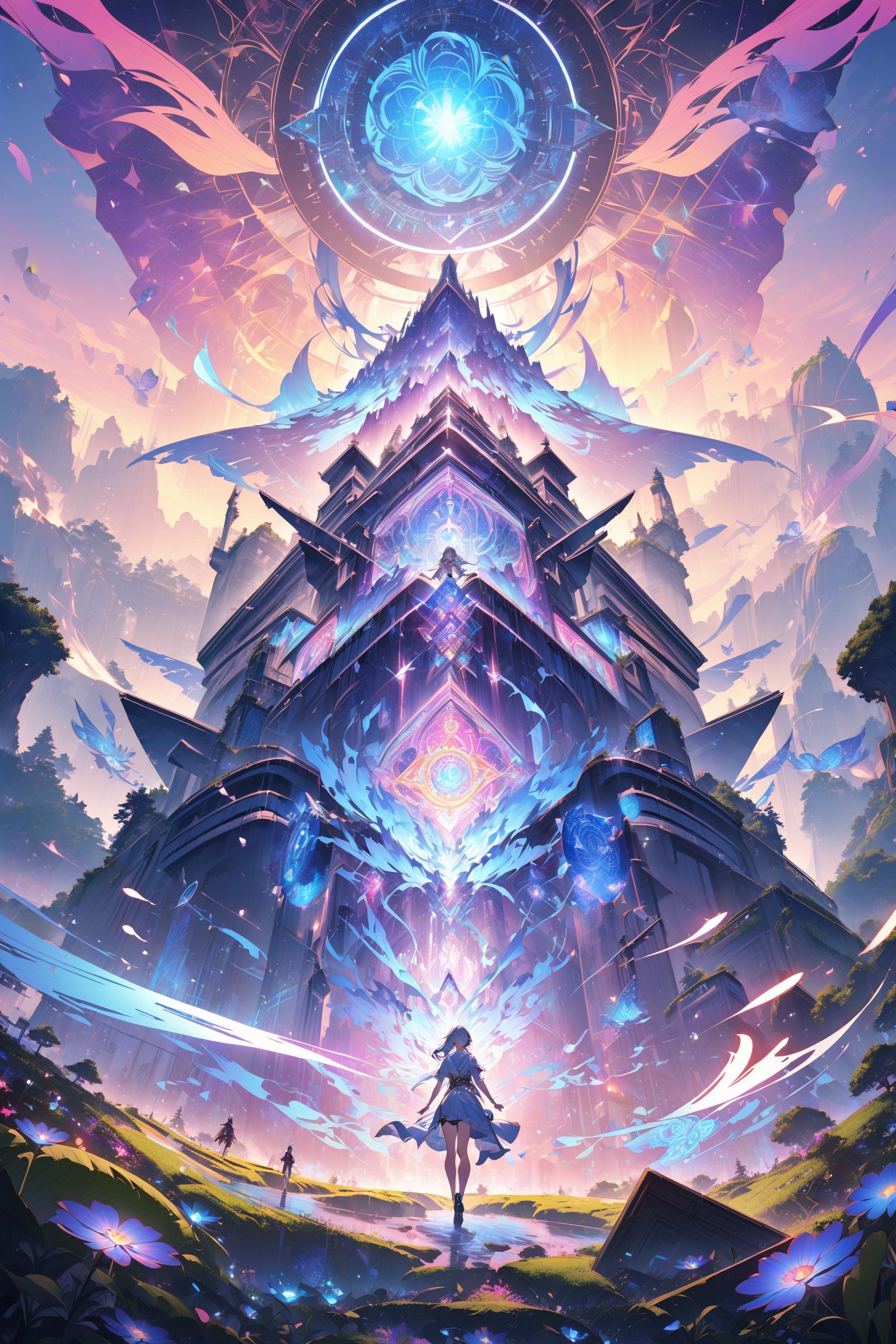 a forest of transcendence that opens up to the spirit realm surrounding the msytic breaking down physical reality into the...