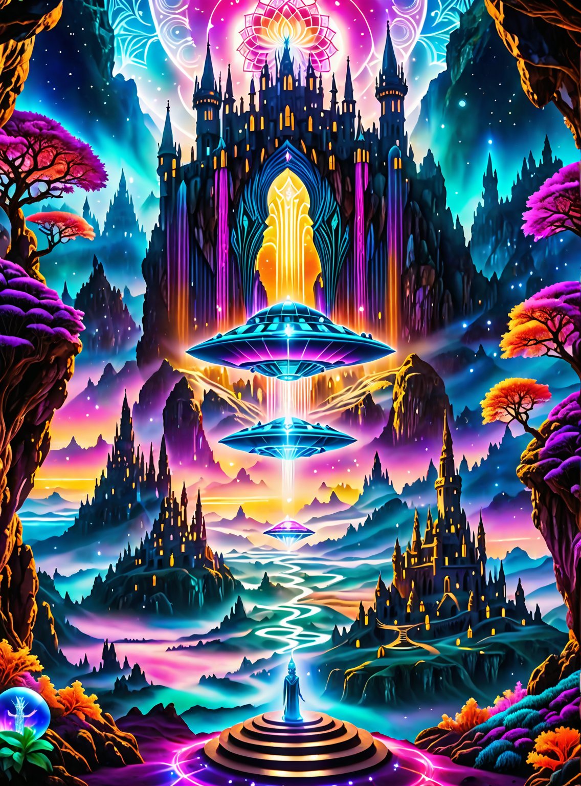 ((In the center of the MYSTICAL cave entrance surrounded by a large crystal formations is a GIANT CASTLE AND A SEMI TRANSP...