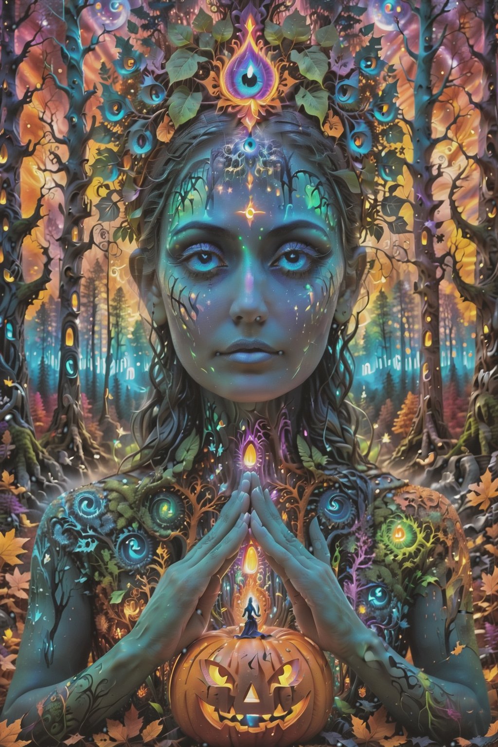 a forest of transcendence that opens up to the spirit realm surrounding breaking down physical reality into the spirit rea...