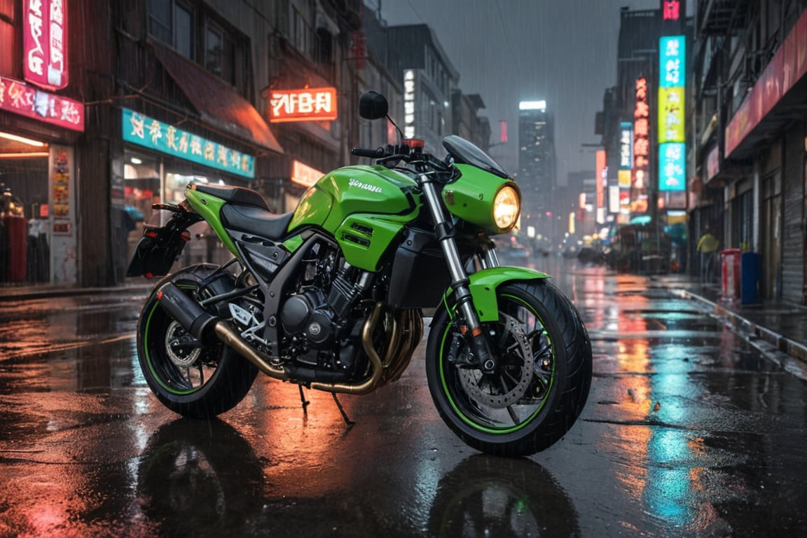 city,cyberpunk,(cityscape:1.1),(neons:1.2),ray tracing,street,night view,high reflection,YANGWANG U9,,masterpiece,cloudy,hdr,kawasaki H2 motorcycle engine,(rain:1.1) ,rainy days, engine, mechanics, stylized, pistons, buggies, engine, wheel with city tire