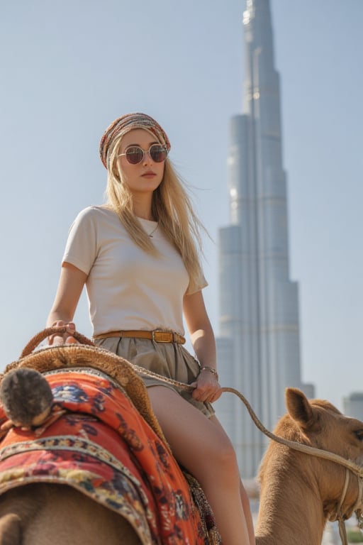 a beautiful blondes arab woman,  long blodnes Hair,  Short by ArabGerman on Tensor.Art