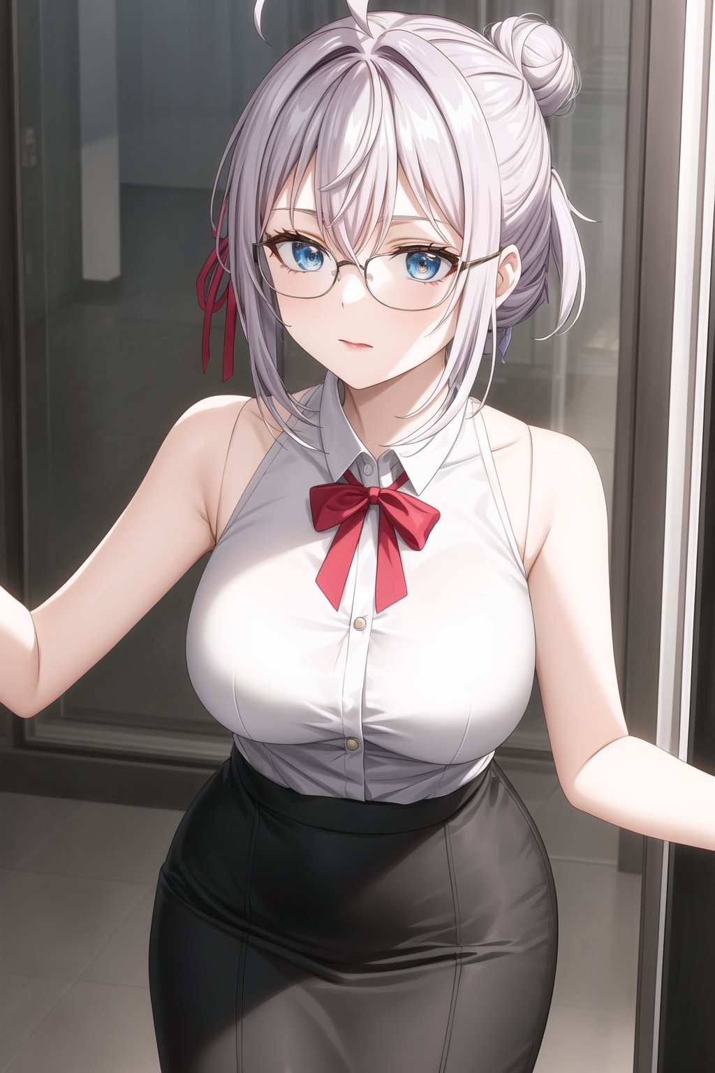 A close-up shot of alya,  grey hair,  blue eyes by Sumire Silva on Tensor.Art