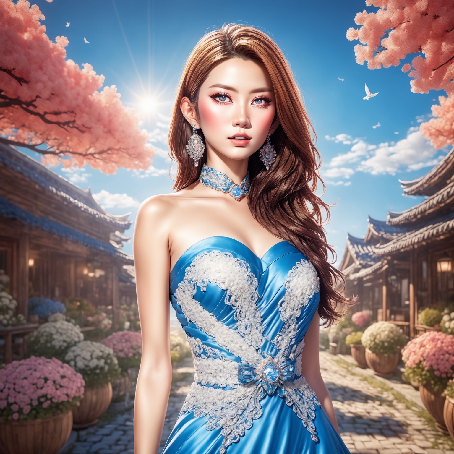 ((Full-Body)),  1female Korean hot model,  wearing ((haute couture dress)) by TDNM on Tensor.Art