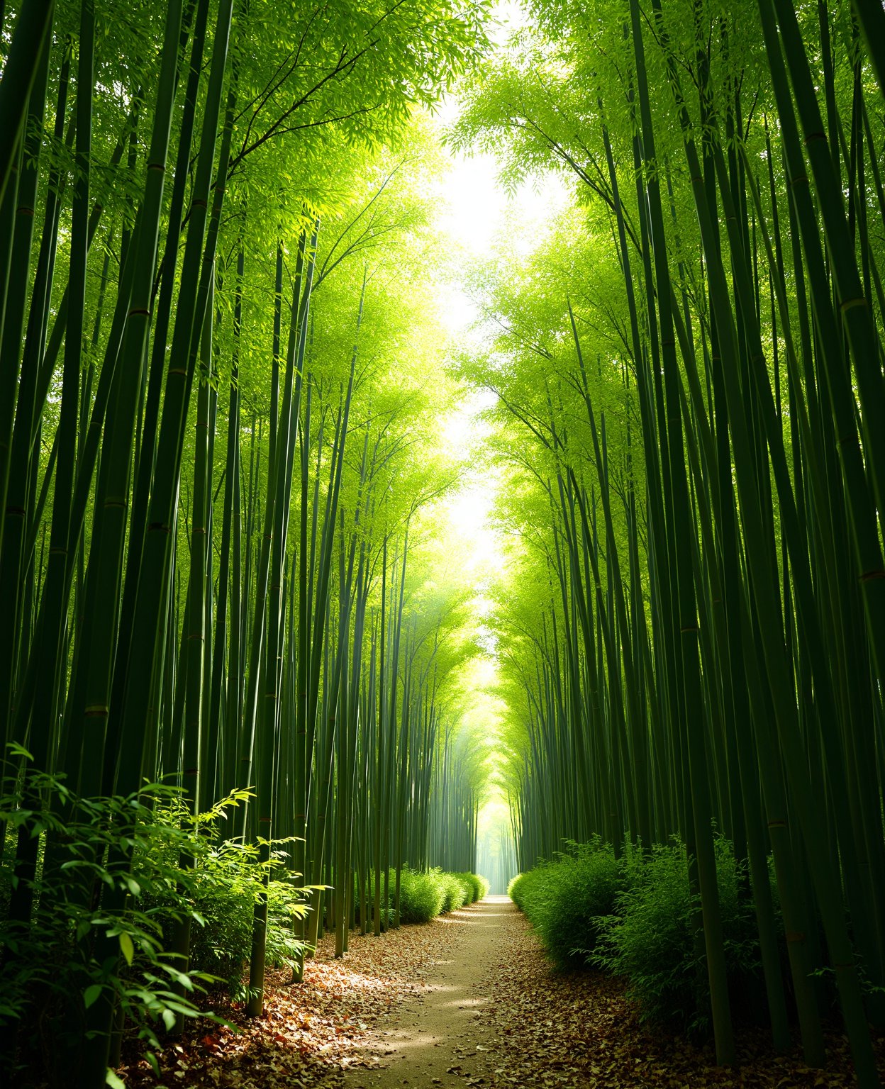 a lush bamboo forest, serene bamboo trees, detailed bamboo stalks and leaves, natural sunlight filtering through the bamboo, peaceful forest atmosphere, tranquil landscape, high quality, 8k, photorealistic, professional photography, vivid colors, warm lighting, cinematic composition, beautiful natural scenery,science style,Enhanced all