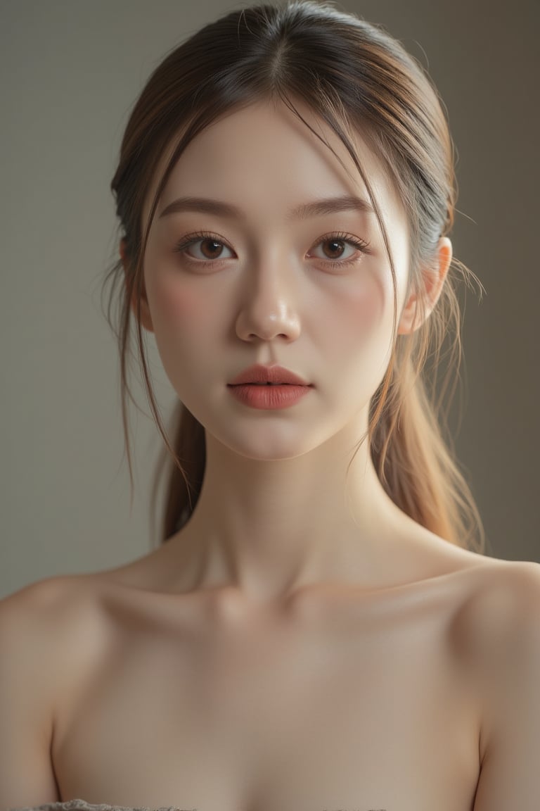 young female made from cate blanchett margot robbie blend,  long ponytail,  long bangs by TDNM on Tensor.Art