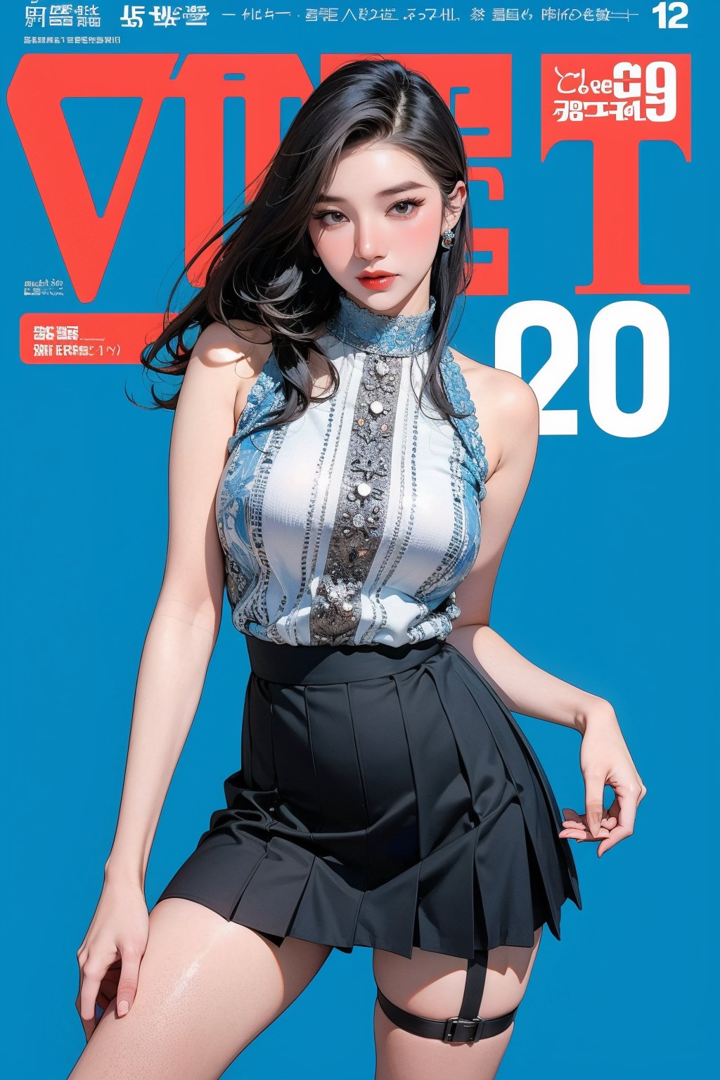 ((kpop idol girl, thigh strap,, styled top, color pleated skirt,)) 1girl, kneel up, hairstyle, standing, looking at viewer, ultra detailed, profesional lighting, blue background, magazine cover

johyun, wyntracy, hine, hakil, htt, chimai, sim, yuong01, sana, QA, aespakarina, huondey,kn,jisoo, 