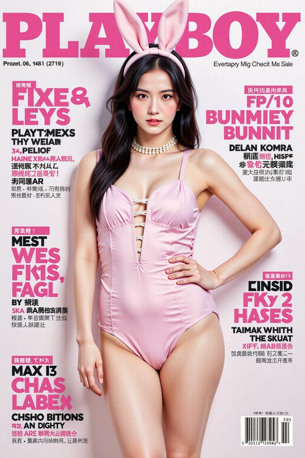 ((playboy magazine cover,  latex playboy bunnysuit,  bunny ears by LazyAI.creator on Tensor.Art