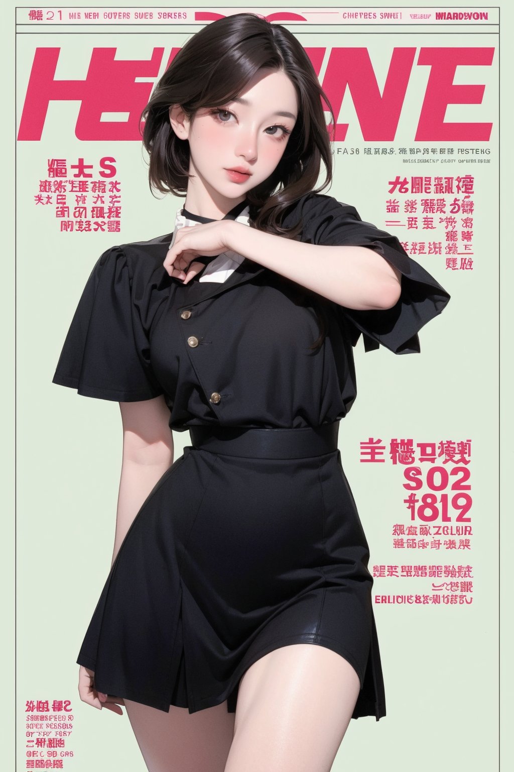 1girl, thigh up body, standing, looking at viewer, styled shirt, sharp focus, magazine cover, coloful background, 2D artstyle, outline, 

chimai,hine,hakil,yuong01,johyun,sim,haohaoulz,kn,htt,minatw,miyeon