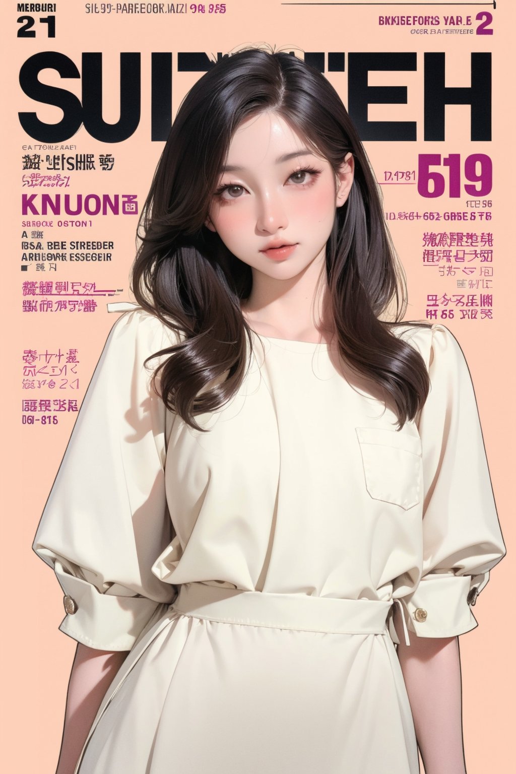 1girl, hip up body, looking at viewer, styled clothes, sharp focus, magazine cover, coloful background, 2D artstyle, outline, 

chimai,hine,hakil,yuong01,johyun,sim,haohaoulz,kn,htt,minatw