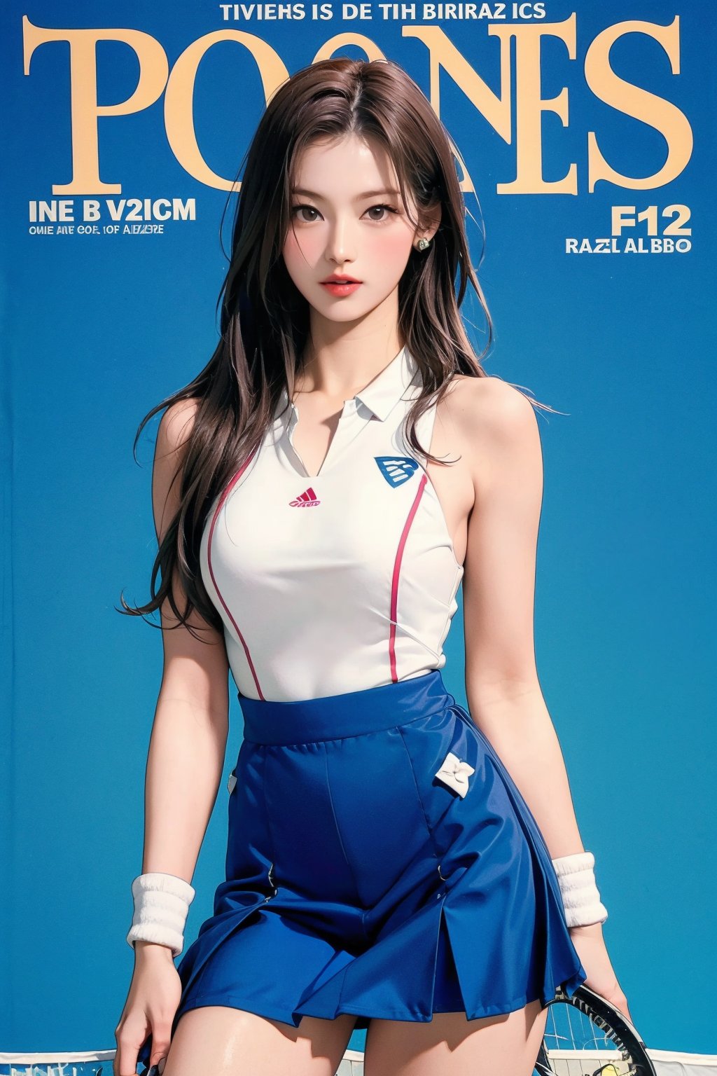 1girl,  thigh up body,  ((tennis girl outfit by LazyAI.creator on Tensor.Art