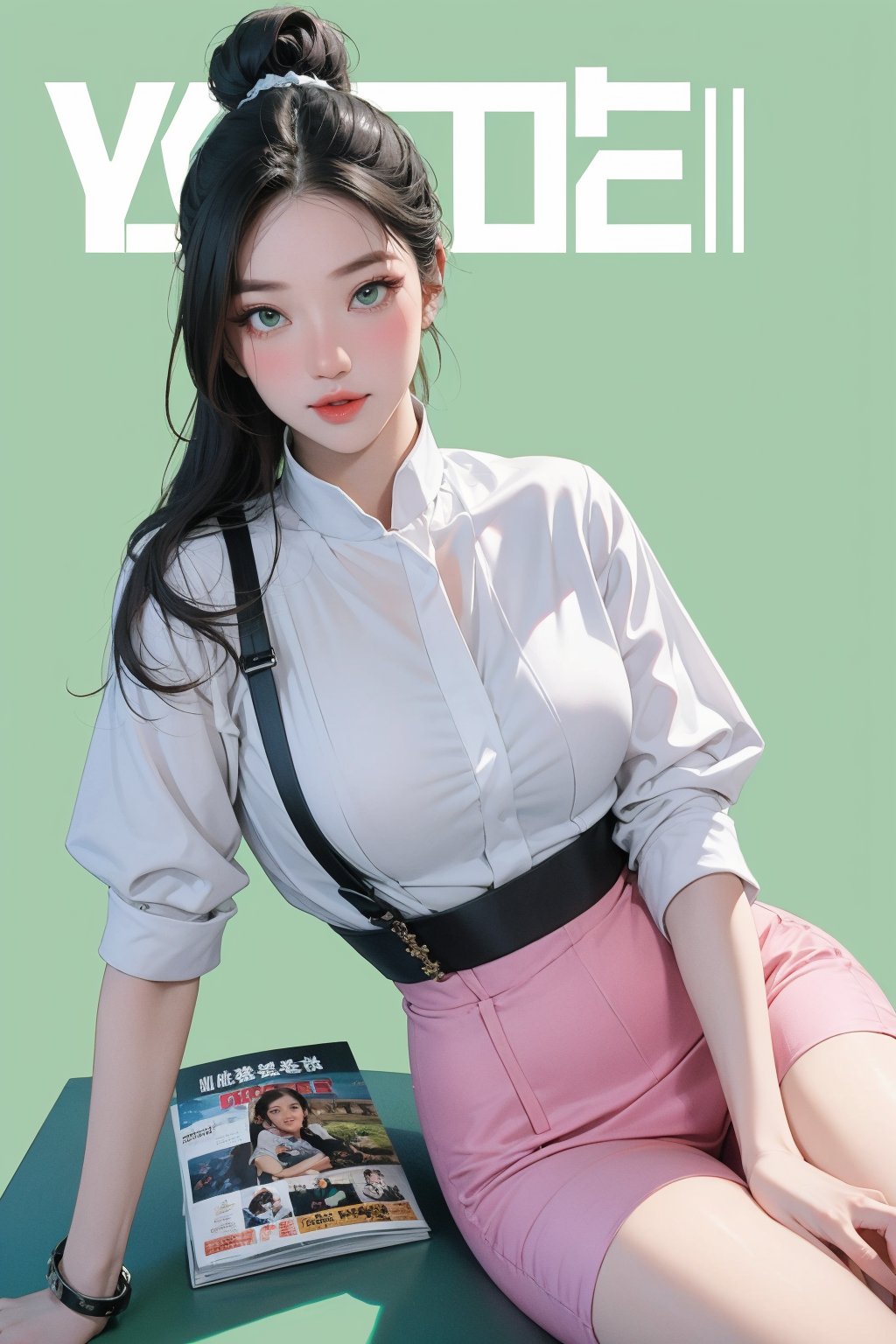 1girl, thigh up, looking at viewer, magazine cover, hairtied, hair bow, ultra detailed, profesional lighting, green background, 


johyun, wyntracy, hine, hakil, htt, chimai, sim, yuong01, sana, QA, aespakarina, huondey,kn,jisoo, 