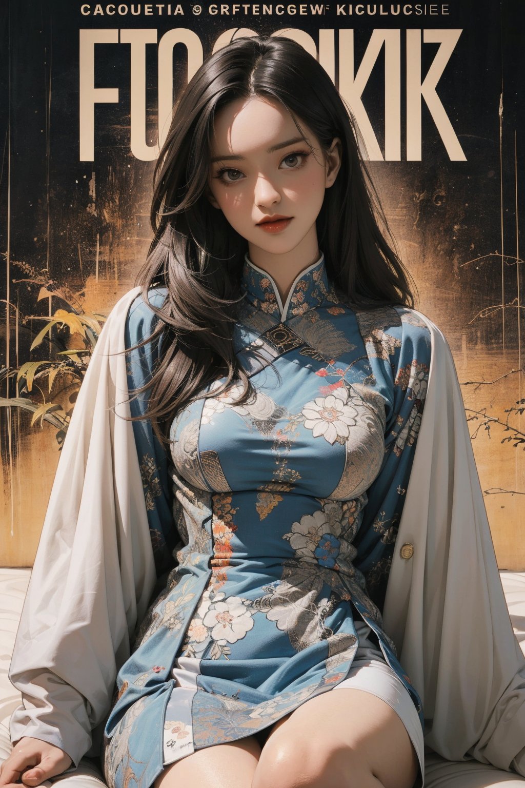 lust, mature, 1girl, thigh up body, looking at viewer, intricate clothes, shiny, professional lighting, different hairstyle, coloful, magazine cover, 2D manga artstyle,  shuhua,kn