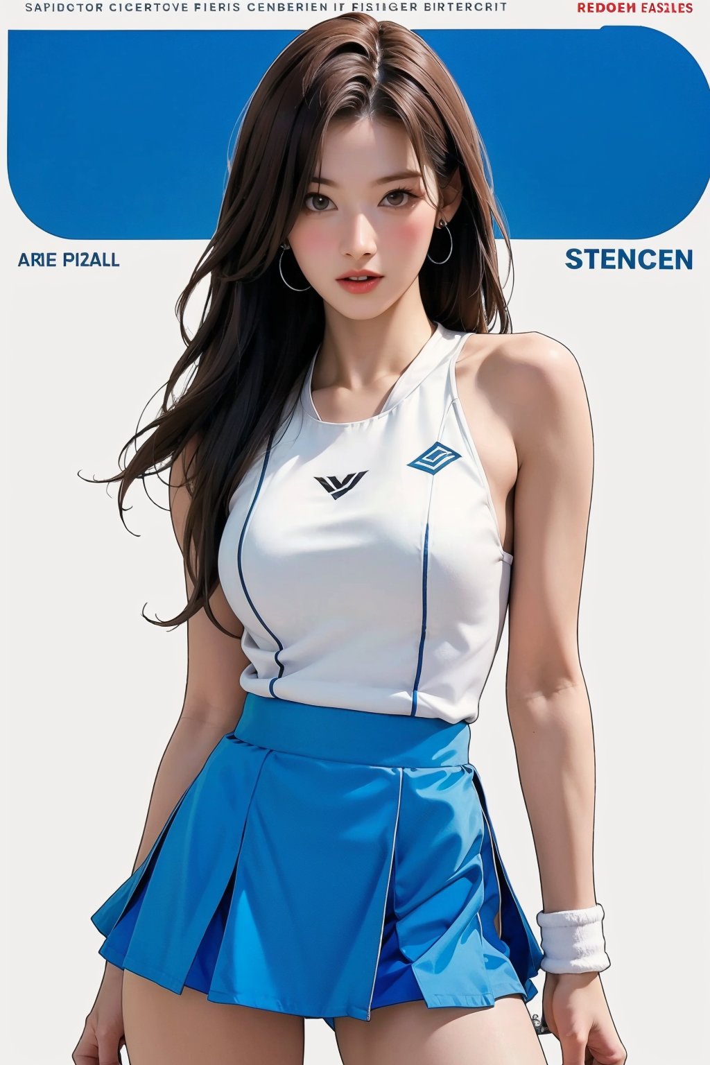 1girl,  thigh up body,  ((tennis girl outfit by LazyAI.creator on Tensor.Art