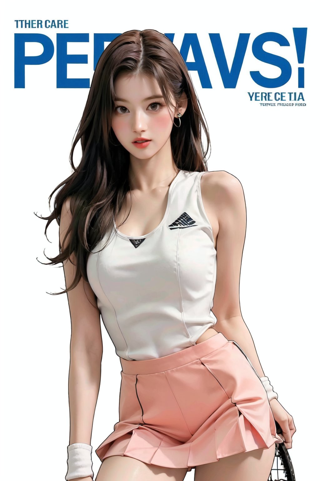 1girl,  thigh up body,  ((tennis girl outfit by LazyAI.creator on Tensor.Art