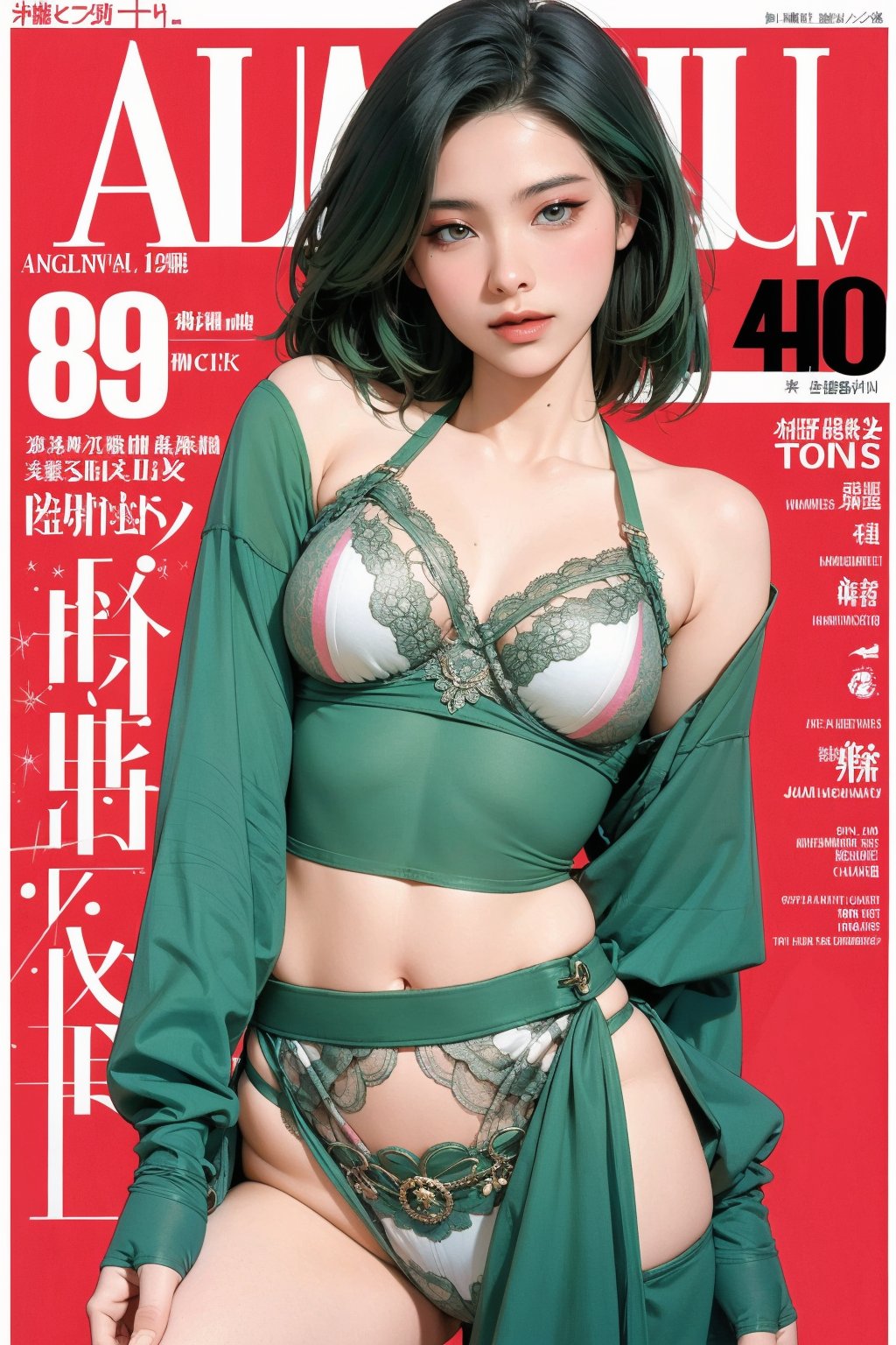 allure, lustful, bralette model, 1girl, thigh up body, looking at viewer, intricate clothes, cutout clothes, cinematic lighting, hairstyle, magazine cover, green hair, 



johyun, wyntracy, hine, hakil, htt, chimai, sim, yuong01, sana, QA, aespakarina, huondey